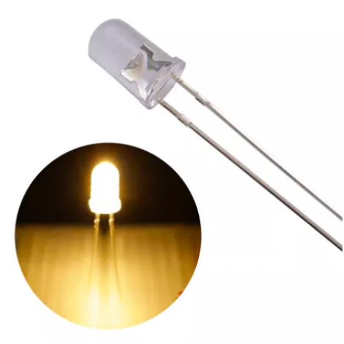 Led Branco Quente 5mm Alto Brilho 20000mcd 3000-3200k